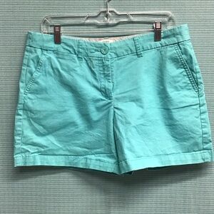 crown & ivy Aqua Cotton Casual Shorts